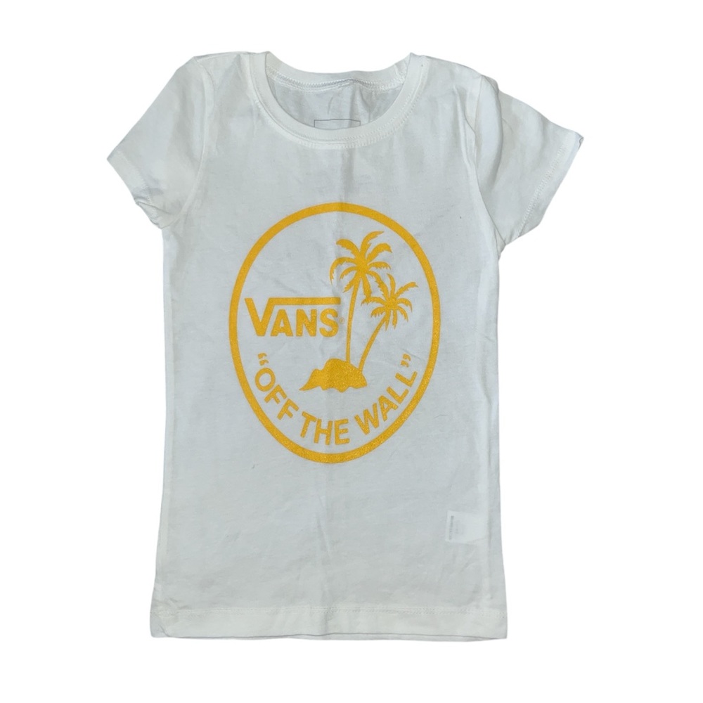 Vans NWOT White and Yellow Short Sleeve Tee with Logo